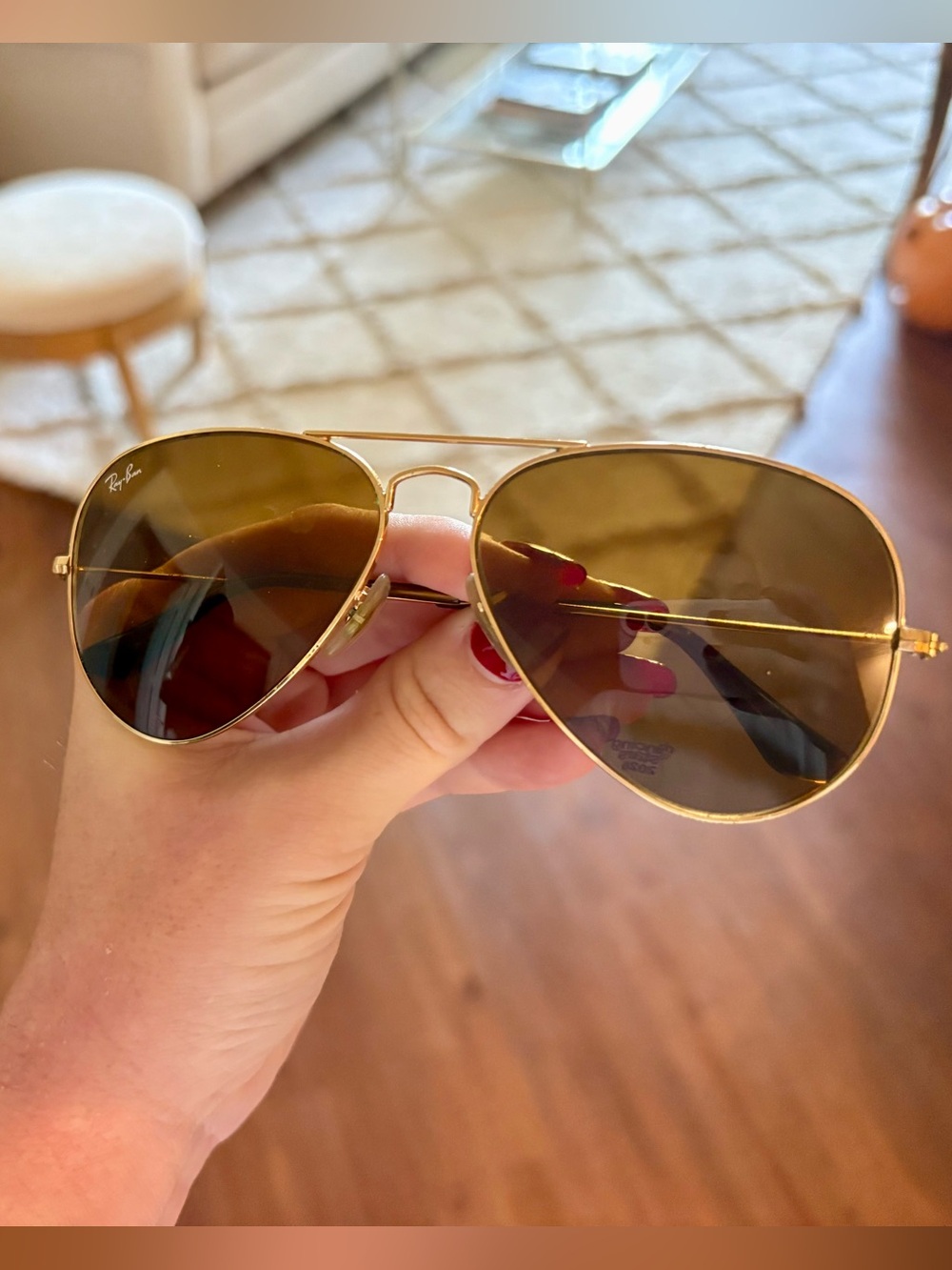 Ray-Ban Gold Aviator Sunglasses with Brown Lenses